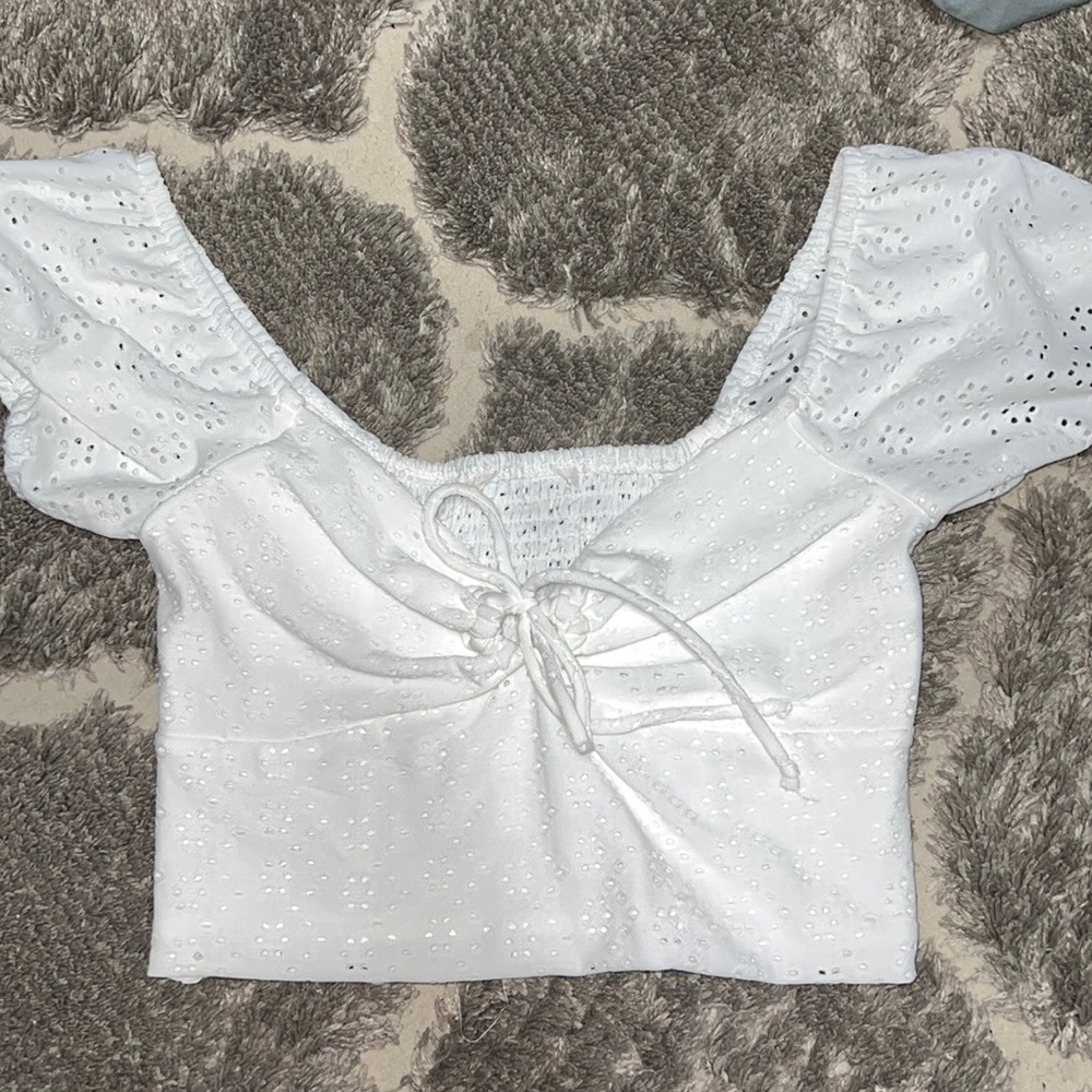 White cropped top